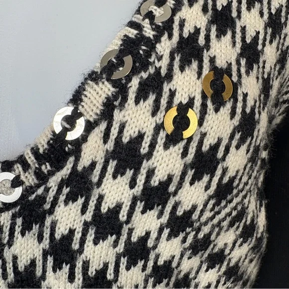 Nanette Lepore - Black & White Houndstooth & Sequin Wool "Steeple Chase" - Picture 5 of 6